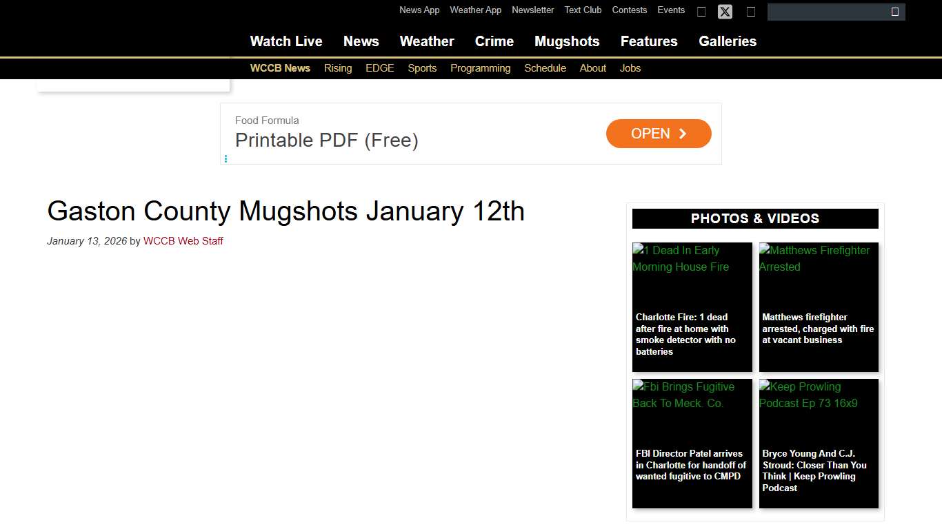 Gaston County Mugshots January 12th - WCCB Charlotte