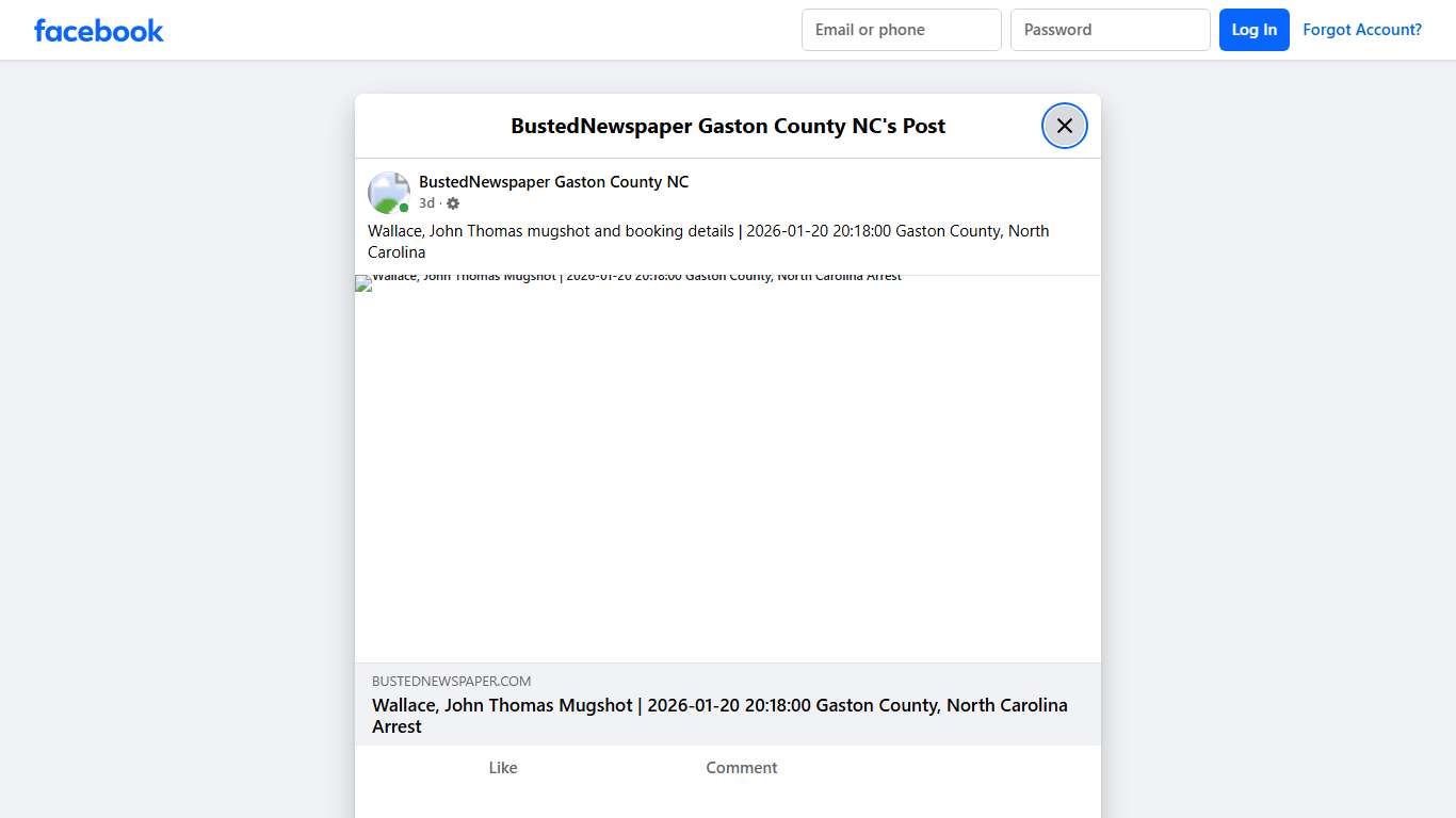 Wallace, John Thomas... - BustedNewspaper Gaston County NC Facebook